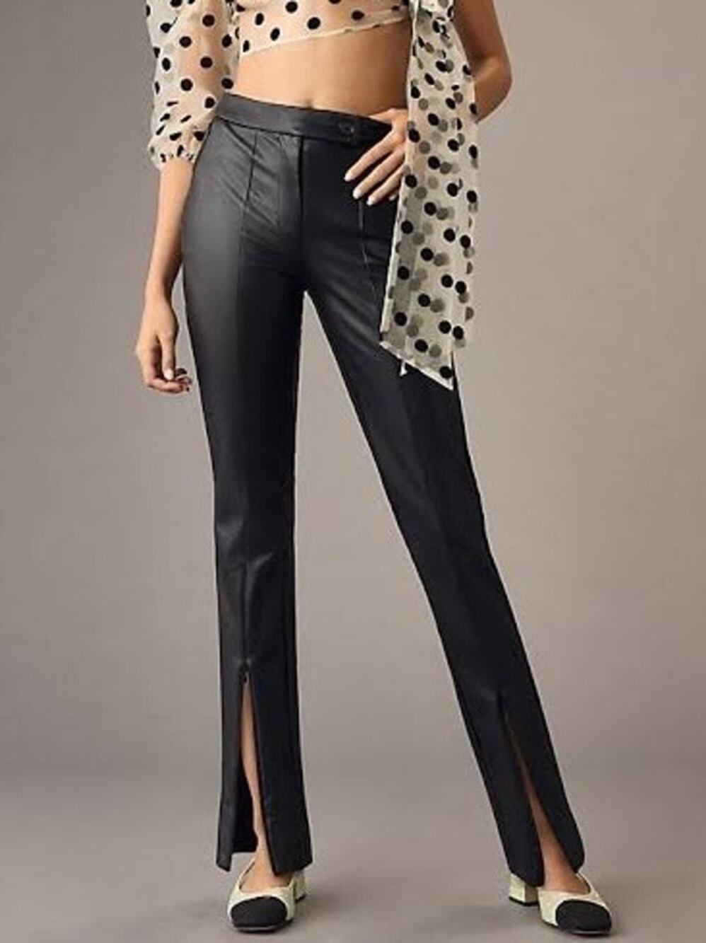 Anthropologie Maeve Faux Leather Ankle-Zip Pants US 16